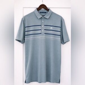 TravisMathew Golf Polo Shirt Blue Striped Performance Mens XL